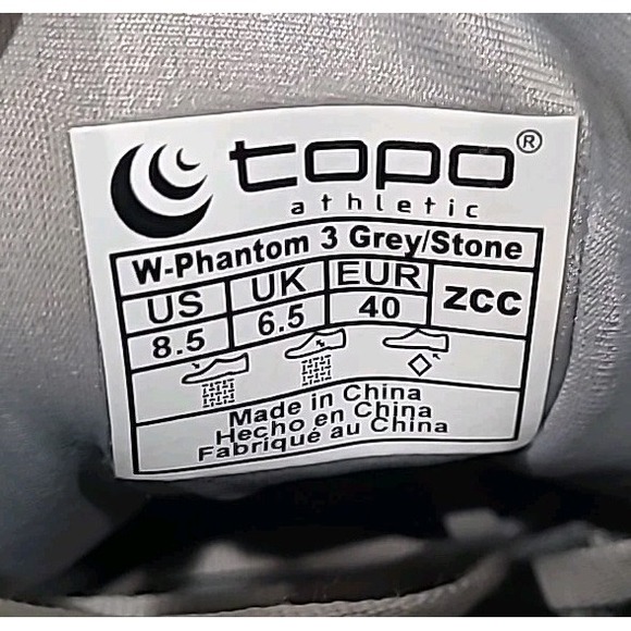 Topo Athletic Phantom 3 Shoes Womens 8.5 Grey Stone Footshape 5mm Drop Jogging - Picture 13 of 13